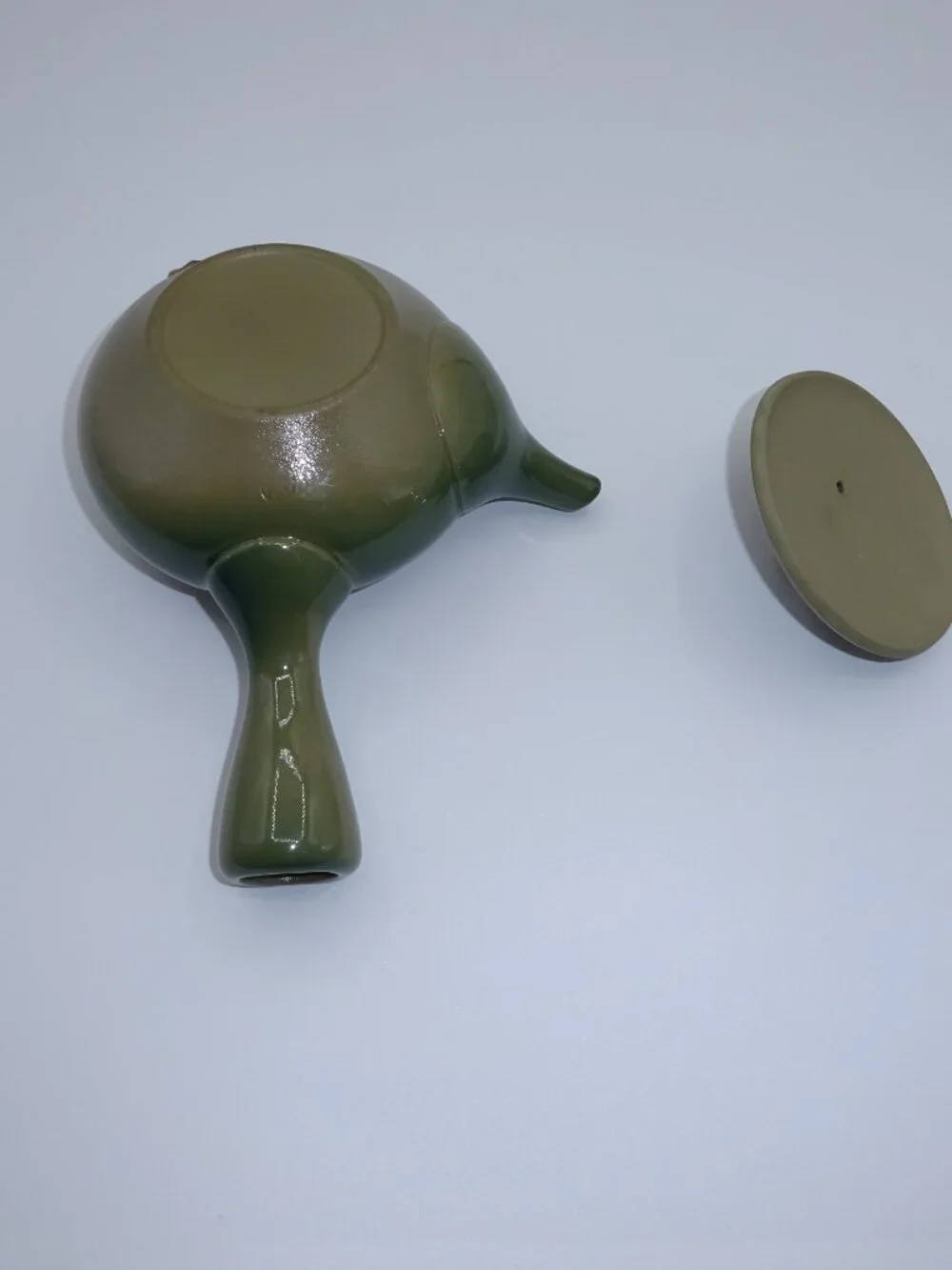Japanese Kyusu Tokoname Style Green Ceramic Side Handle Teapot Tea Pot